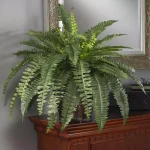 Nearly Natural 23 in. Boston Fern Silk Plant with Wicker Basket thumbnail 2