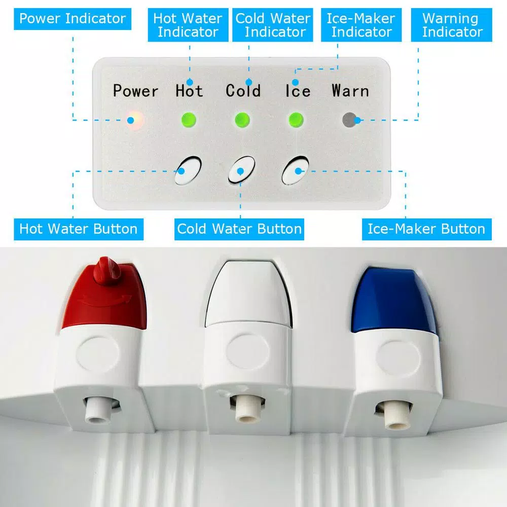 Costway Premium Top Loading Water Dispenser with Built-In Ice Maker, Hot & Cold Tri-Temp, White