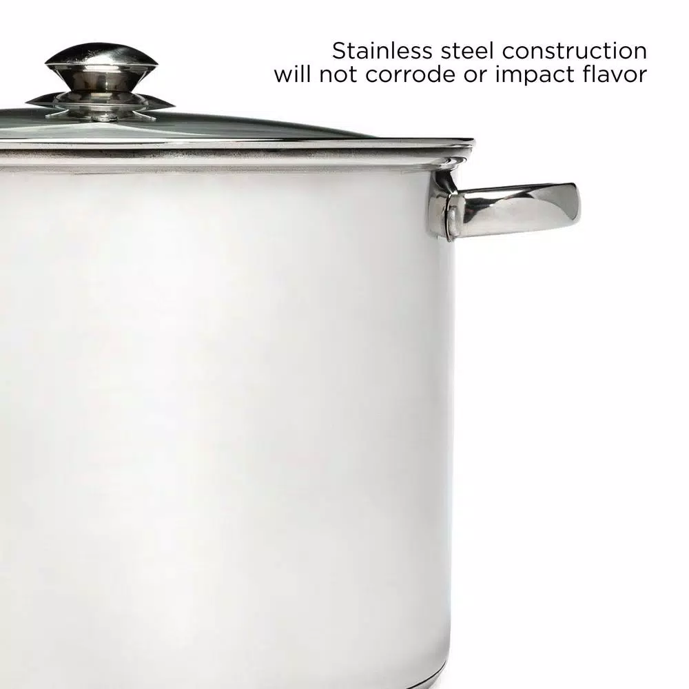 Ecolution Pure Intentions 16 Qt. Stainless Steel Stock Pot with Glass Lid