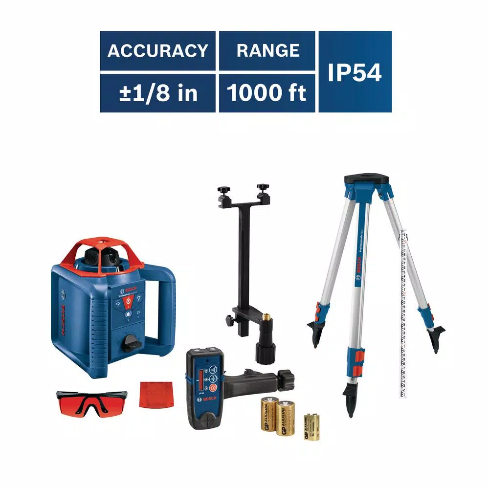 Bosch GRL800-20HVK Self-Leveling Rotary Laser Level Kit, 800 ft. Range, Reconditioned