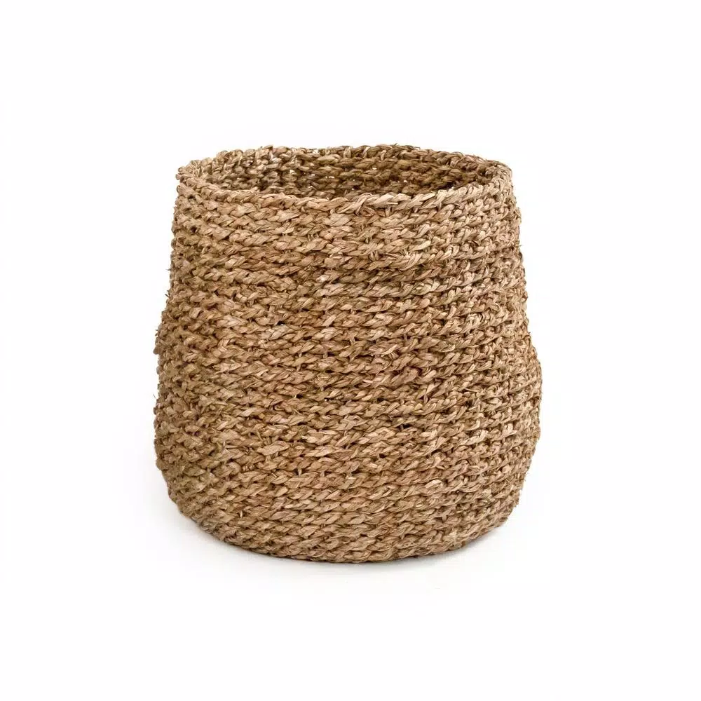 Zentique Hand Woven Seagrass Concave Decorative Basket, Medium, Brown