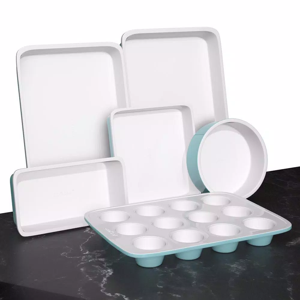 NutriChef 6-Piece Deluxe Non-Stick Ceramic-Style Steel Baking Sheet Set