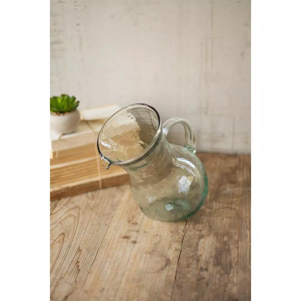 Unbranded 36 oz. Clear Hand-Blown Glass Tilted Pitcher and Vase