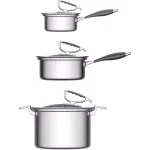 CookCraft by Candace 6-Piece Tri-Ply Stainless Steel Cookware Set with Patented Latch Lids thumbnail 7