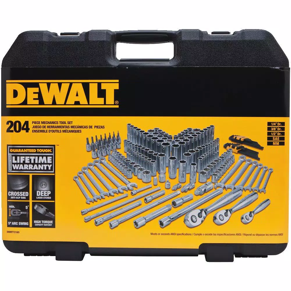 DEWALT 204-Piece Mechanics Tool Set with Ratchets and Sockets