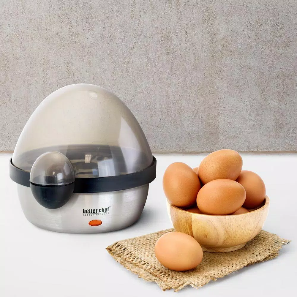 Better Chef 7-Egg Stainless Steel Egg Cooker, Silver/Black