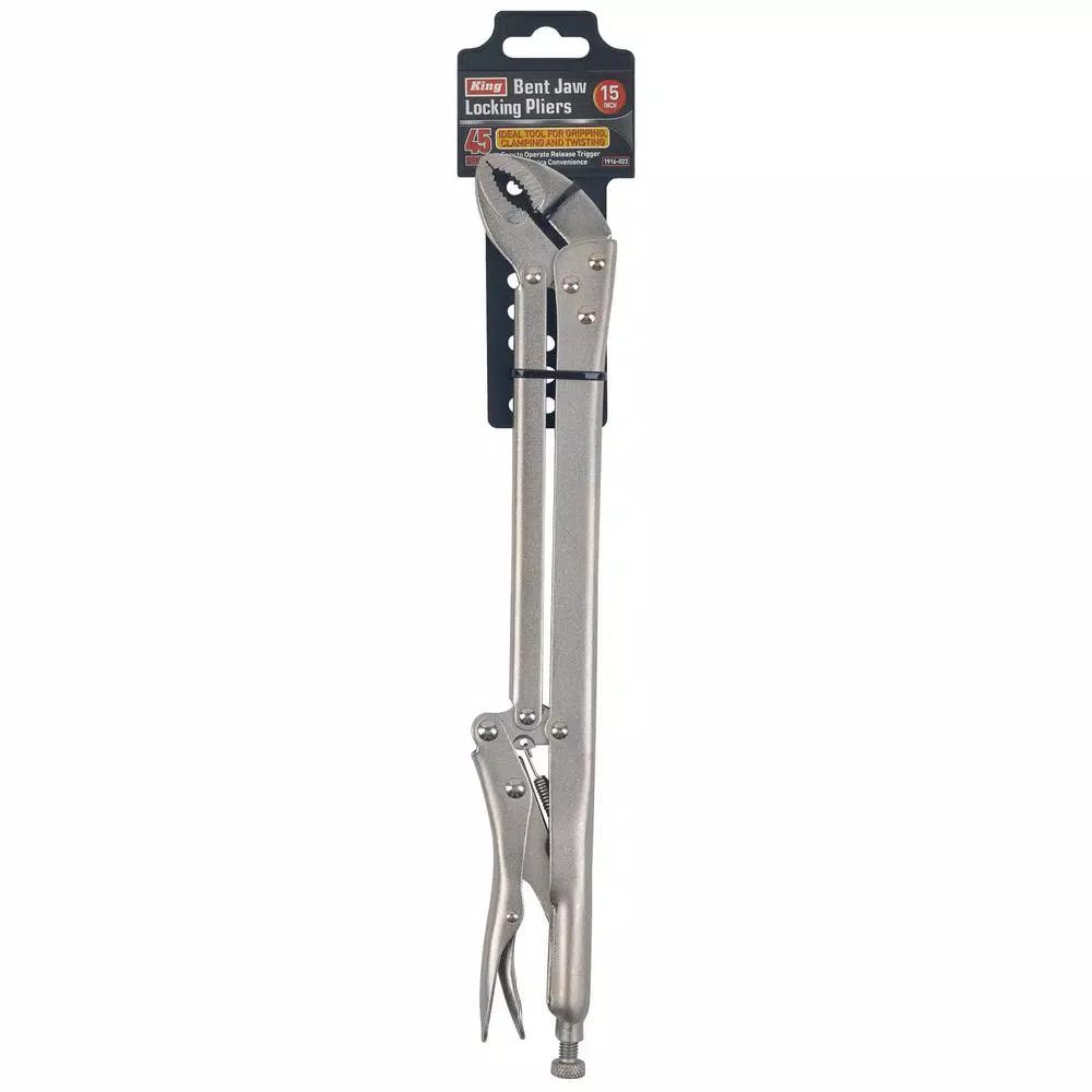 KING 15 in. Extended Reach 45-Degree Bent Jaw Locking Pliers