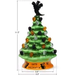 Costway 11.5 in. Green Ceramic LED Haunted Halloween Tree with Ghost and Skeleton Accents thumbnail 3