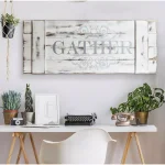 Pinnacle Gather Wood Plank Decorative Sign - Rustic Farmhouse White Wall Art thumbnail 1