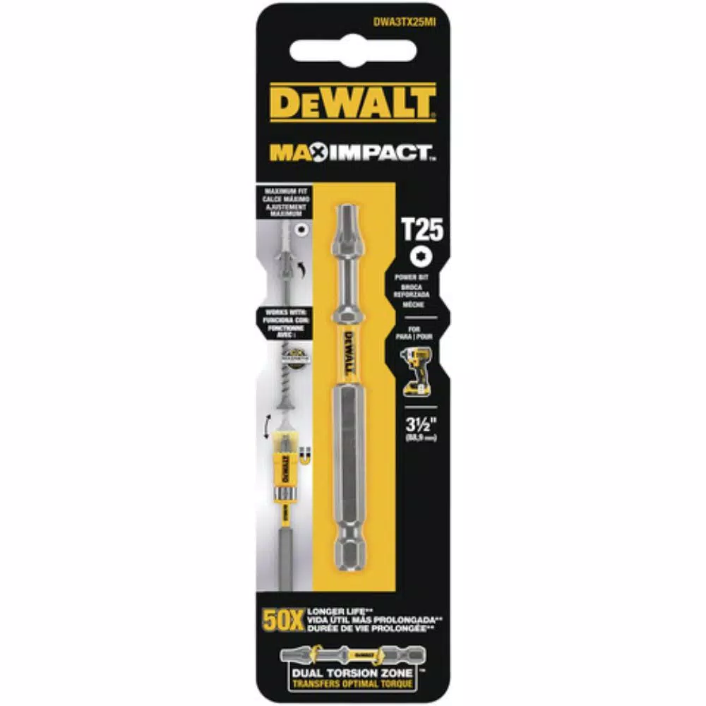DEWALT MAX IMPACT T25 Torx Screwdriver Bit, 3.5 in.