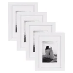 DesignOvation Gallery Wood Photo Frame Set, White Satin Finish, Set of 4 thumbnail 1