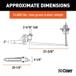 CURT Round Bar Weight Distribution Hitch Kit, 10,000 - 14,000 lbs. GTW, 31-5/8" Bars thumbnail 2