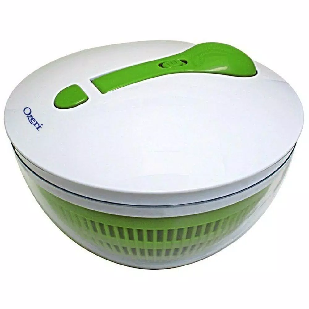 Ozeri FRESHSPIN Salad Spinner and Serving Bowl, Swiss Designed, BPA-Free, Green