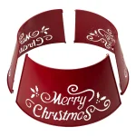 Glitzhome 26 in. Red Metal Merry Christmas Diecut Tree Collar with Light String thumbnail 5