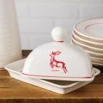 Molly Hatch Reindeer Stoneware Butter Dish, 6.75 in. Oval Holiday Serving Dish thumbnail 2