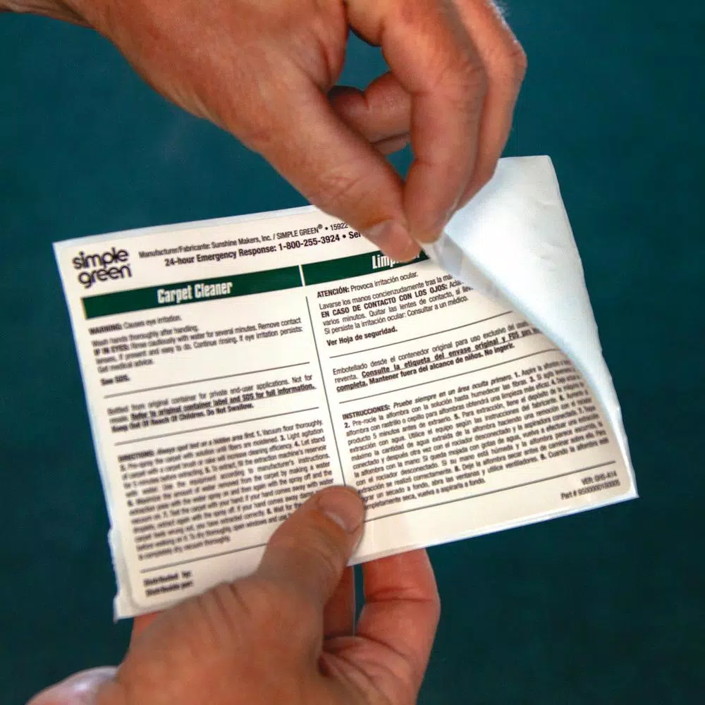 Simple Green Carpet Cleaner Secondary Labels, Bilingual, 10-Pack