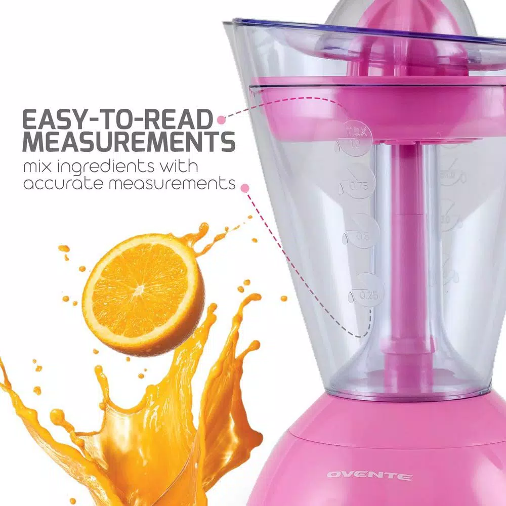 Ovente 34 oz. Electric Citrus Juicer, 25W Motor, Pink