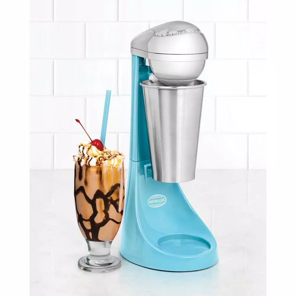 Nostalgia MLKS100BL 100-Watt 2-Speed Milkshake Maker and Immersion Blender, Blue
