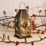 LUMABASE Golden Black Battery Operated Lighted Halloween Lantern with Fairy Lights thumbnail 2