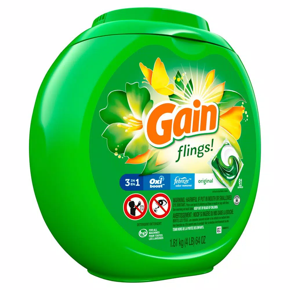 Gain Flings Original Scent Laundry Detergent Pods, 81 Count