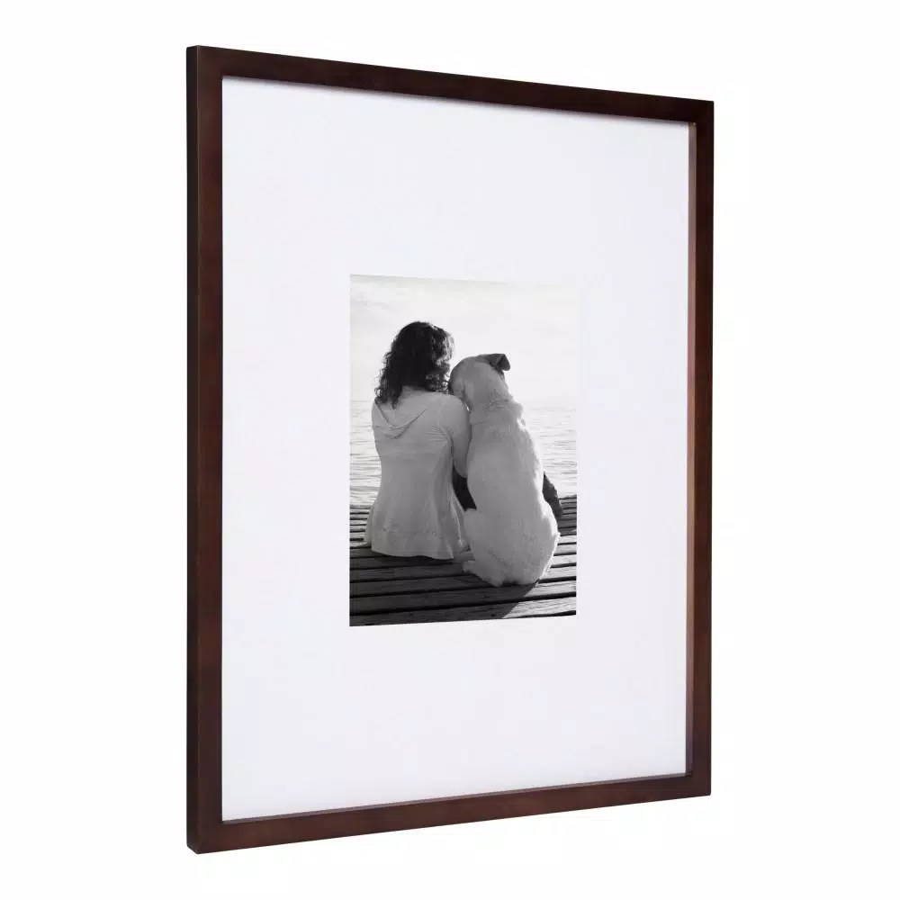 DesignOvation Gallery Wood Picture Frame Set of 2, Walnut Brown, 16x20 in. Matted to 8x10 in.