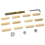 WEN 3/8 in. Wooden Doweling Kit with Titanium-Nitride Coated Brad-Point Drill Bit and 12 Fluted Birch Dowels thumbnail 1