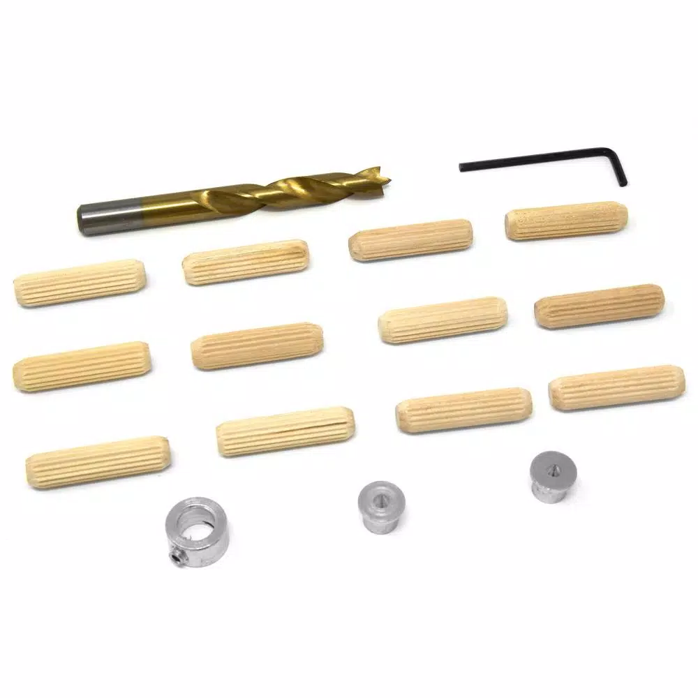 WEN 3/8 in. Wooden Doweling Kit with Titanium-Nitride Coated Brad-Point Drill Bit and 12 Fluted Birch Dowels