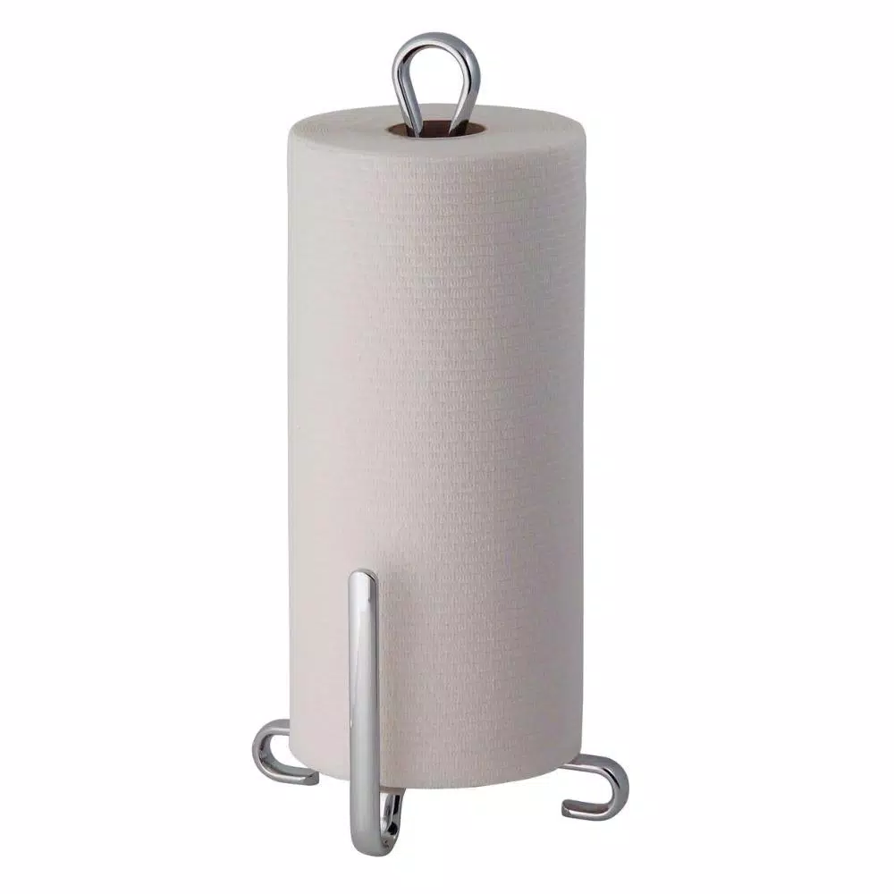 interDesign Axis Polished Chrome Steel Paper Towel Holder - Modern Freestanding Countertop Design