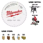 Milwaukee 12 in. Circular Saw Blade 2-Pack, 44-Tooth General Purpose & 80-Tooth Fine Finish Carbide Blades thumbnail 4