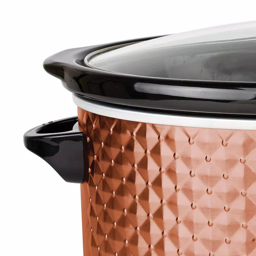 Brentwood Appliances 7 Qt. Copper Slow Cooker with Removable Ceramic Pot and Tempered Glass Lid