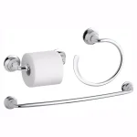 KOHLER Forte Sculpted 3-Piece Polished Chrome Bathroom Hardware Set thumbnail 1