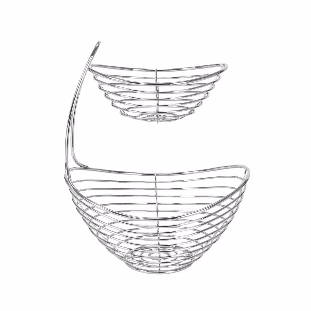 Spectrum Opus Arched 2-Tier Chrome Server Basket, Steel Fruit and Vegetable Organizer