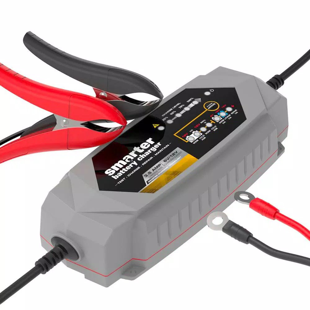 Smartech Products Smarter IC-3500 3.5A Smart Automotive Battery Charger, Maintainer & Repairer for 6V/12V Lead-Acid and Lithium Batteries