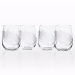 Rolf Glass Peacock Etched Stemless Wine Glass Set of 4, 17 oz Clear Glass Tumblers thumbnail 1