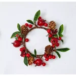 WORTH IMPORTS 3.25" Red Apple, Berry and Pinecone Candle Ring Set of 4 - Seasonal Greenery Decor thumbnail 1