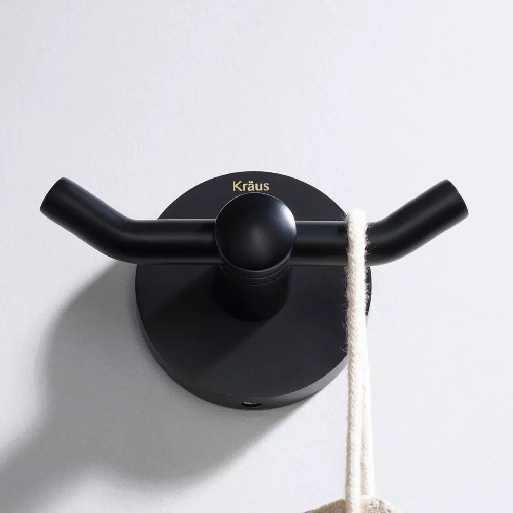 Kraus Elie Double Robe and Towel Hook, Matte Black