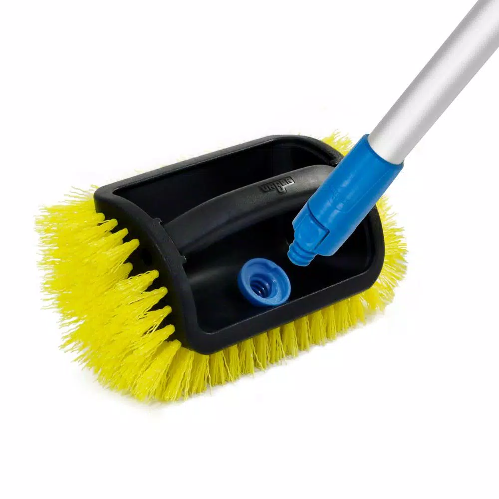 Unger Lock-On 4-Sided Outdoor Deck Scrub Brush, Hard Poly Bristles