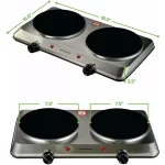 Ovente 1500W Double Burner Infrared Hot Plate, 7.5 in. Ceramic Glass Cooktop with Temperature Control thumbnail 7