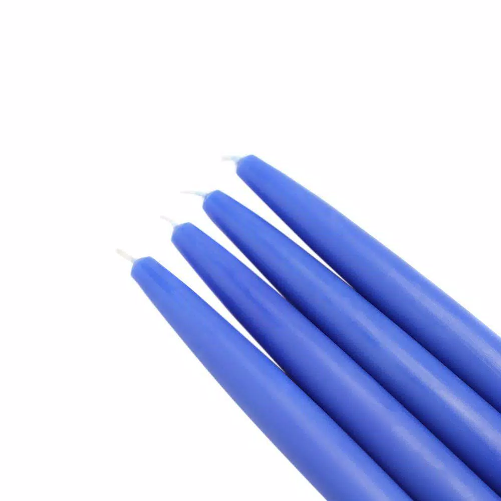 Zest Candle 6 in. Blue Taper Candles, Unscented Paraffin Wax, Set of 12