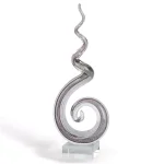Badash Crystal Murano Style Corkscrew Art Glass Centerpiece - 20 in. Abstract Sculpture on Crystal Base thumbnail 1