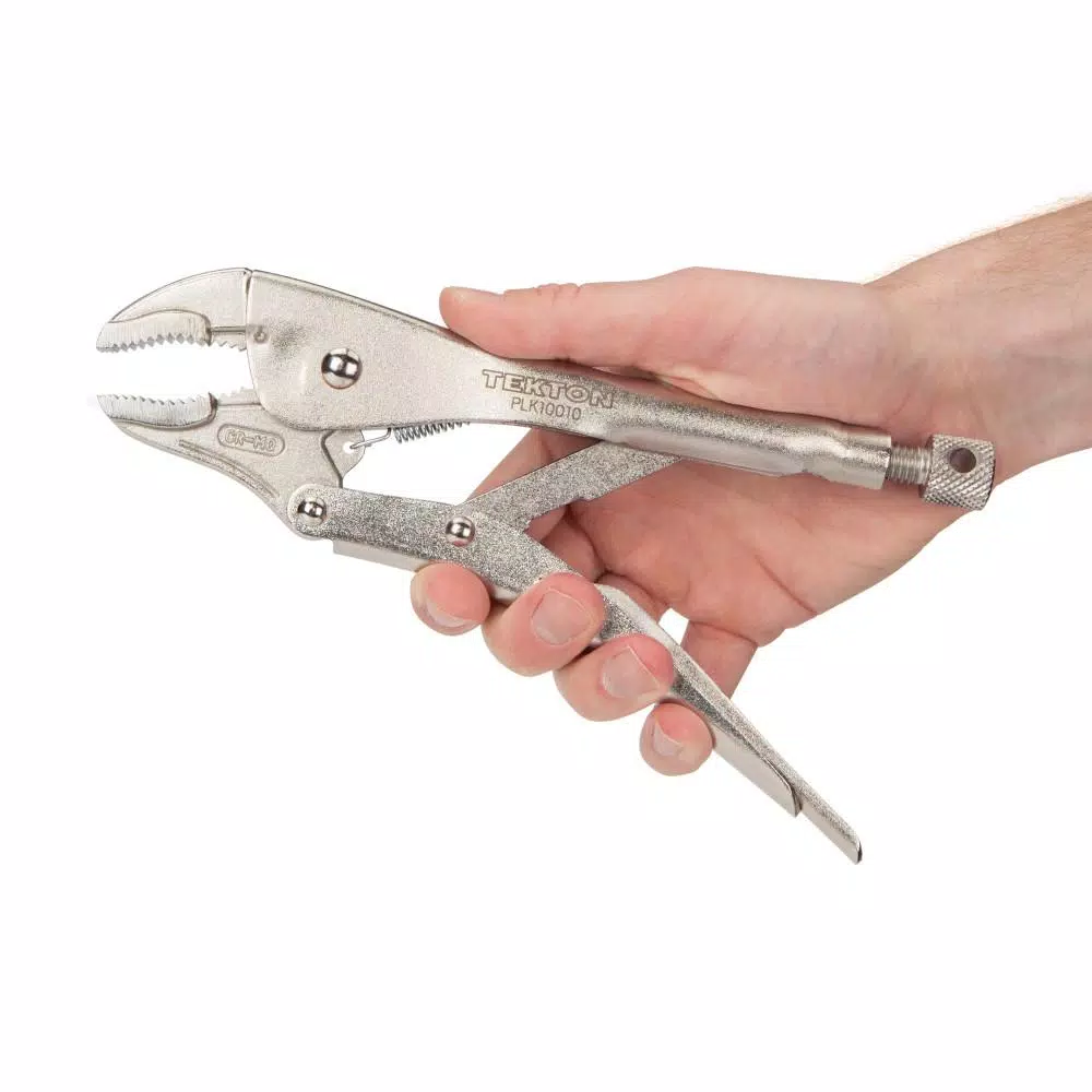 TEKTON 10 in. Curved Jaw Locking Pliers with Straight Tips
