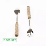 Mind Reader Silver Stainless Steel Rope Design Salad Serving Set - 2-Piece Spoon and Fork Utensil Set thumbnail 8