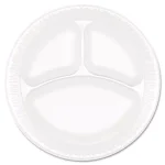 DART Concorde 9-inch White 3-Compartment Foam Plastic Plates, 500 Count Case thumbnail 1