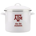 College Kitchen Collection Texas A&M University 12 Qt. Porcelain-Enameled Steel Nonstick Stock Pot with Lid, White thumbnail 1