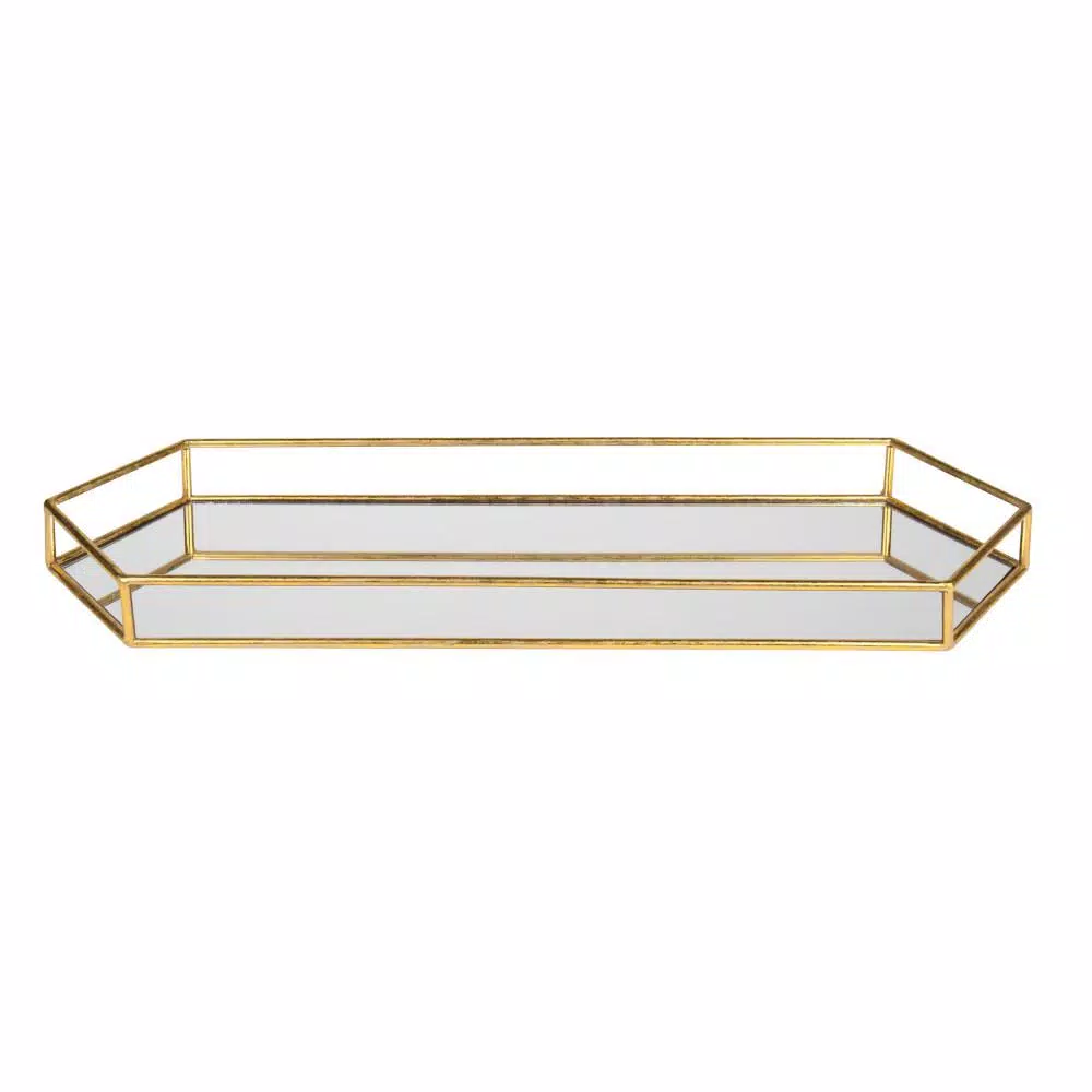 Kate and Laurel Felicia Gold Decorative Mirrored Metal Accent Tray