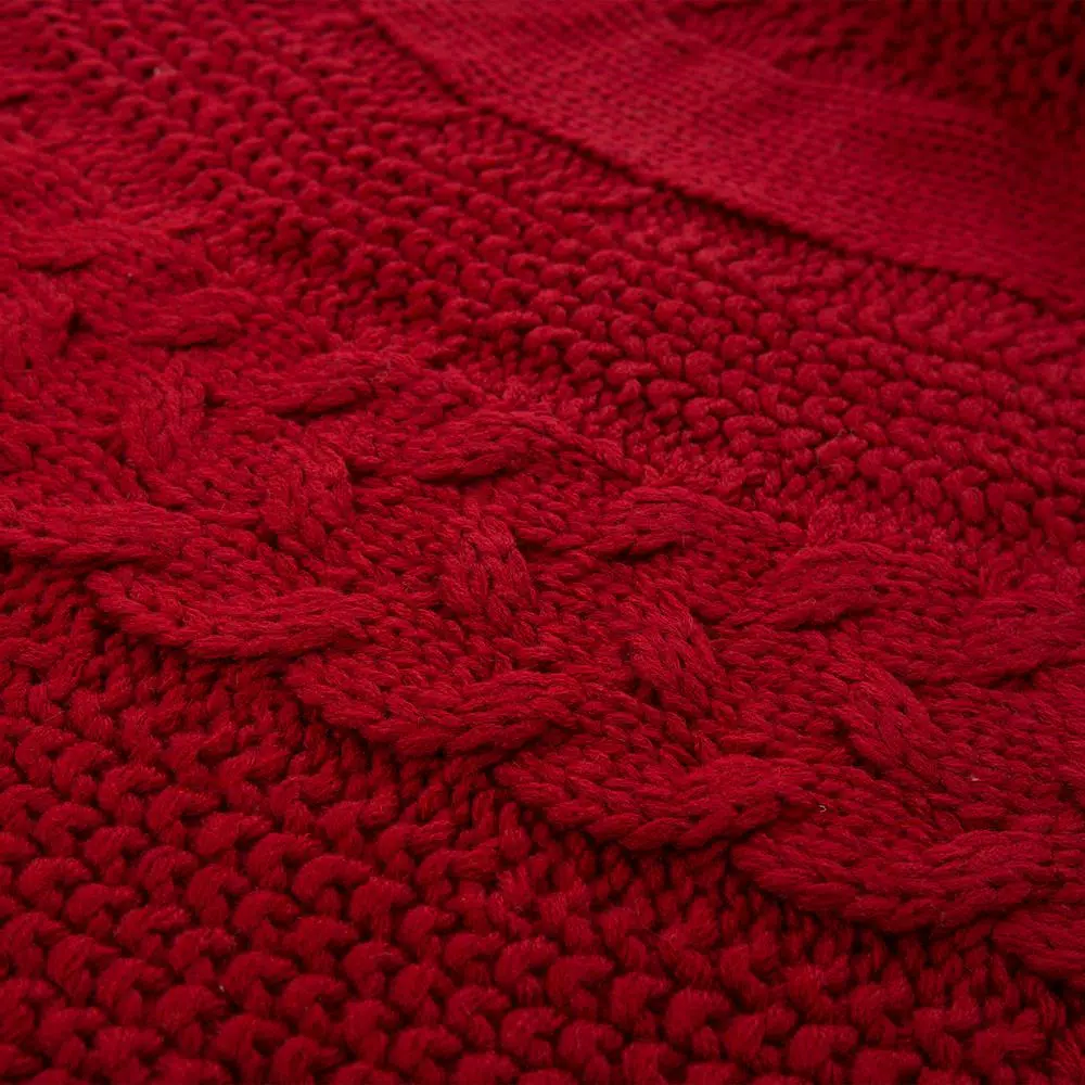 Glitzhome 52 in. Red Knitted Acrylic Christmas Tree Skirt