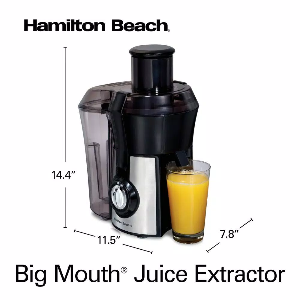 Hamilton Beach Big Mouth Pro 800W Centrifugal Juicer, 1 Qt, Black and Stainless Steel