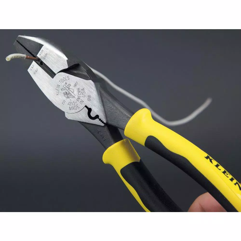 Klein Tools 9 in. High-Leverage Side Cutting Pliers with Wire Stripper and Crimper