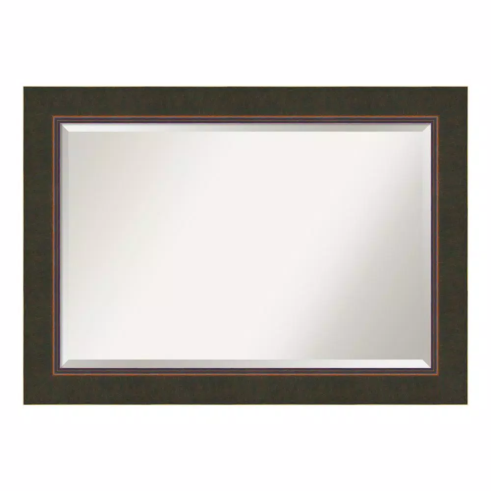 Amanti Art Milano 42.5 in. W x 30.5 in. H Rectangular Beveled Edge Bathroom Vanity Mirror, Dark Bronze