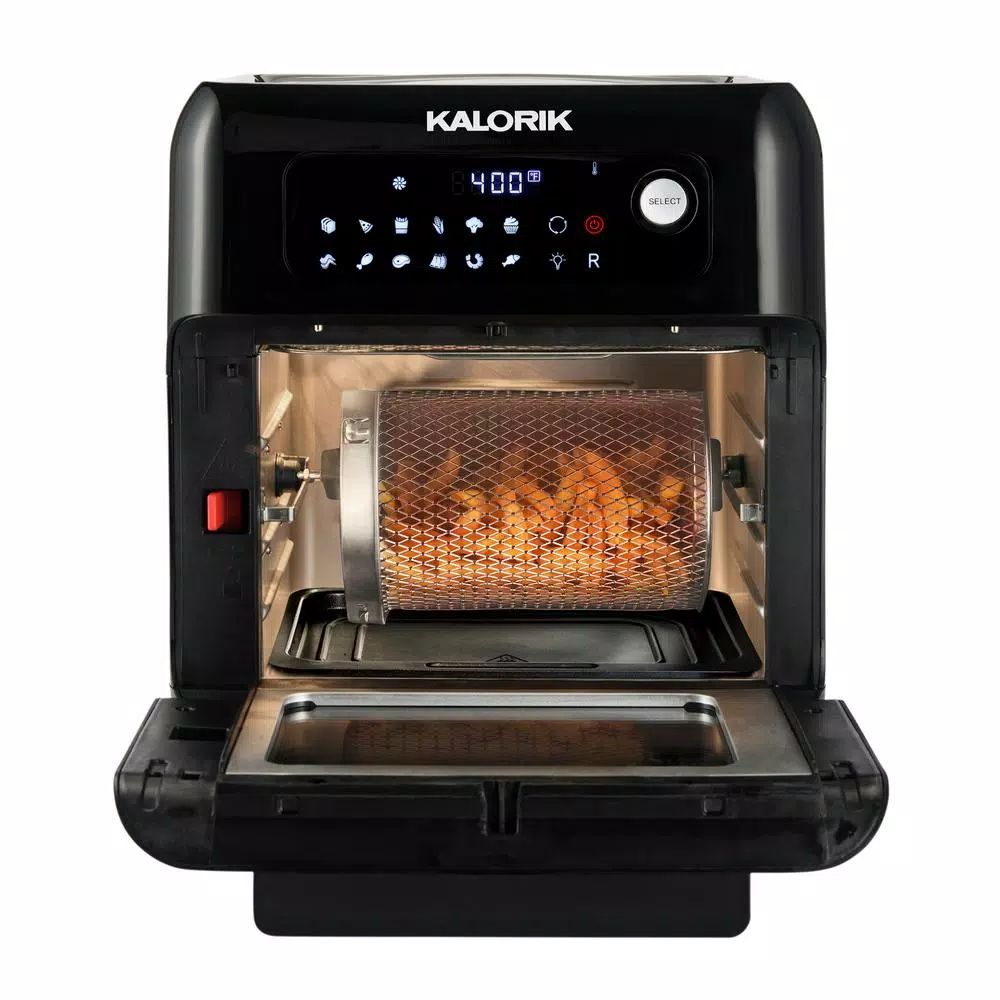 Kalorik 6 Qt. Air Fryer Oven with Rotisserie and 13 Smart Presets, Black